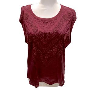 Wine embroidered flowers no fabric content possible polyester